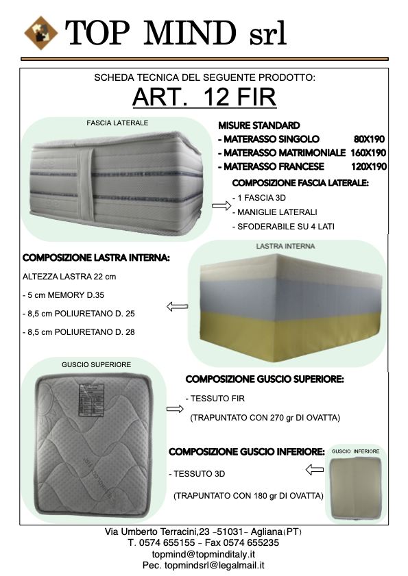Materasso Art. 12 FIR