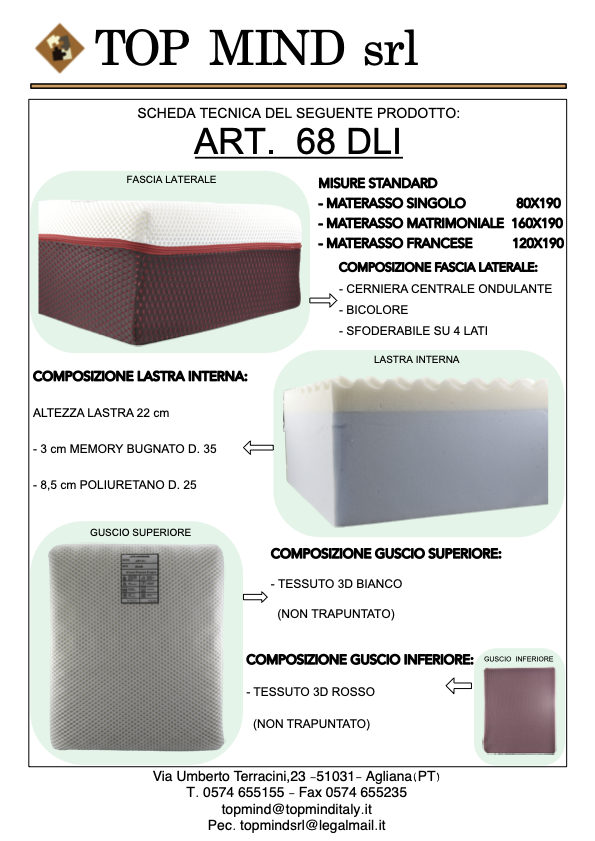 Materasso Art. 68 DLI