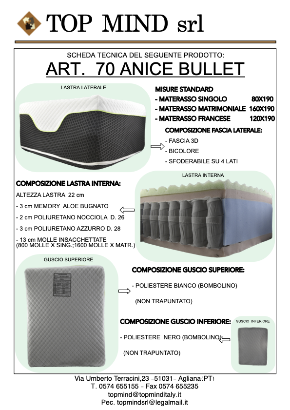 Materasso Art. 70 Anice Bullet